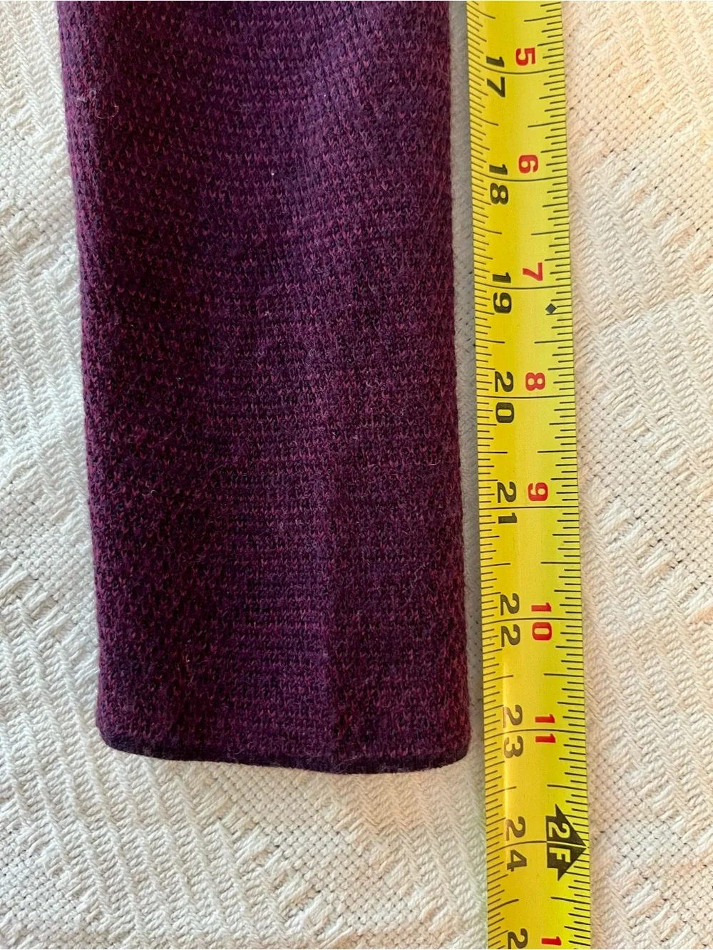 Talbots Open Front Merino Wool Cardigan in Plum, Magenta Interior, Slant Pockets